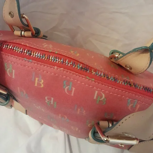 Vintage Y2K 2003 Dooney & Bourke Pink Monogram Domed Satchel Barbiecore - Picture 15 of 16